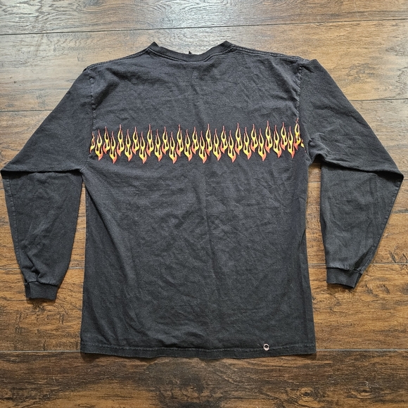 VTG Y2K No Boundaries Flames Long Sleeve Shirt Size L - Picture 4 of 9